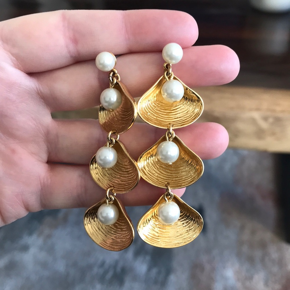 J Crew pearl and shell earrings